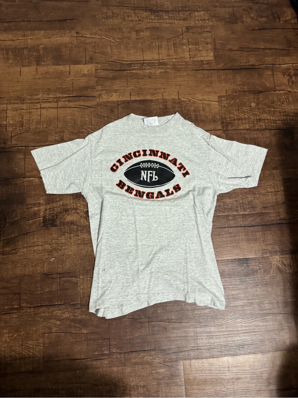 Vintage Bike Cincinnati Bengals NFL T-Shirt Made in USA Gray Sz L